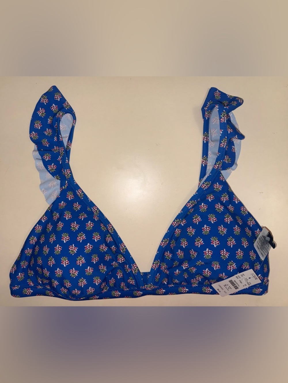 J. Crew Blue Floral Triangle Bikini Top